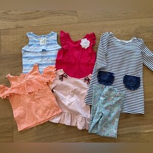 Janie & Jack Girls Bundle of 6 items Dress, Tops, Pants size 6